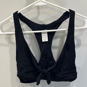 L Space black bikini top with tie knot